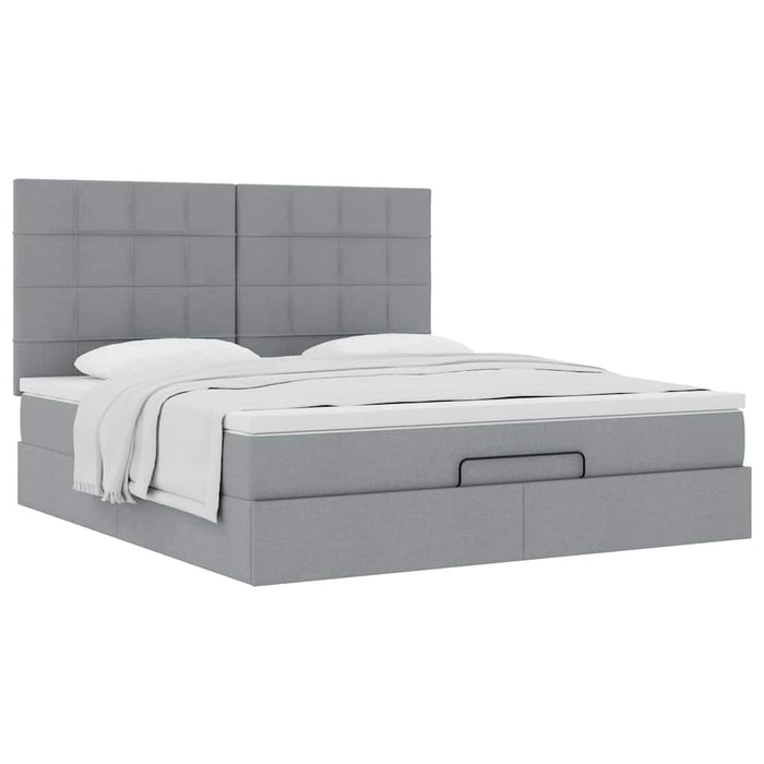 Cadru pat otoman cu saltea țesătură gri deschis 180x200cm - WALTI WALTI