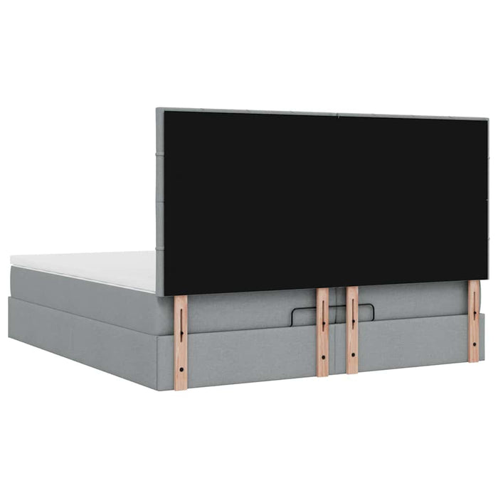 Cadru de pat otoman cu saltele țesătură gri deschis 200x200cm - WALTI WALTI