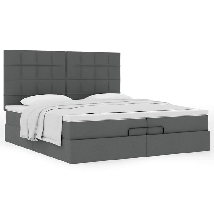 Cadru de pat otoman cu saltele țesătură gri închis 200x200cm - WALTI WALTI