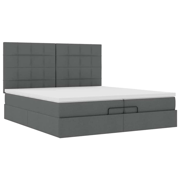 Cadru de pat otoman cu saltele țesătură gri închis 200x200cm - WALTI WALTI