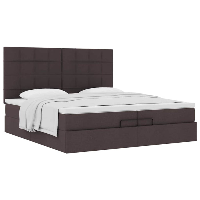 Cadru de pat otoman cu saltele țesătură maro închis 200x200cm WALTI