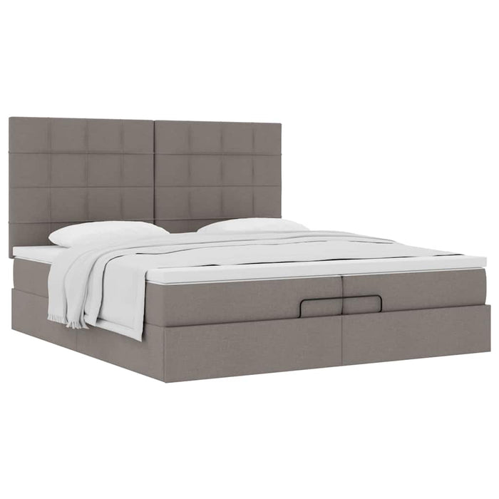 Cadru de pat otoman cu saltele Taupe 200x200cm țesătură WALTI
