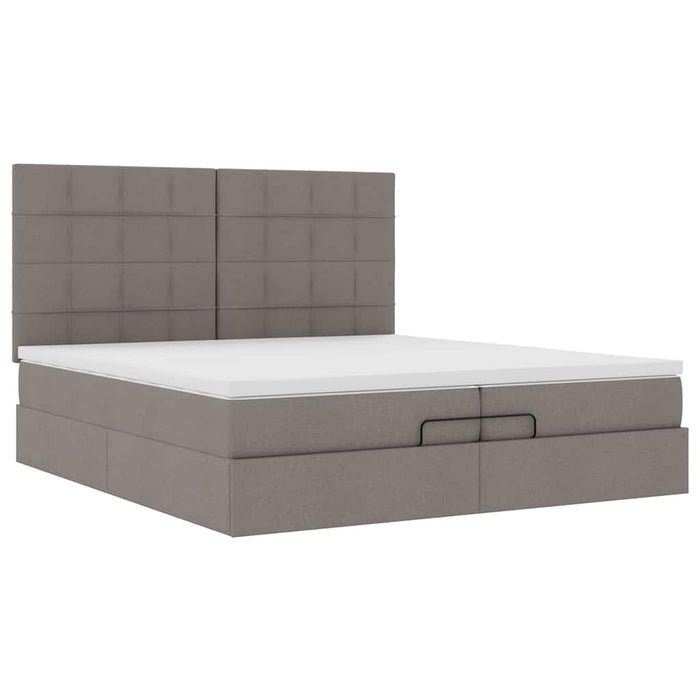 Cadru de pat otoman cu saltele Taupe 200x200cm țesătură WALTI