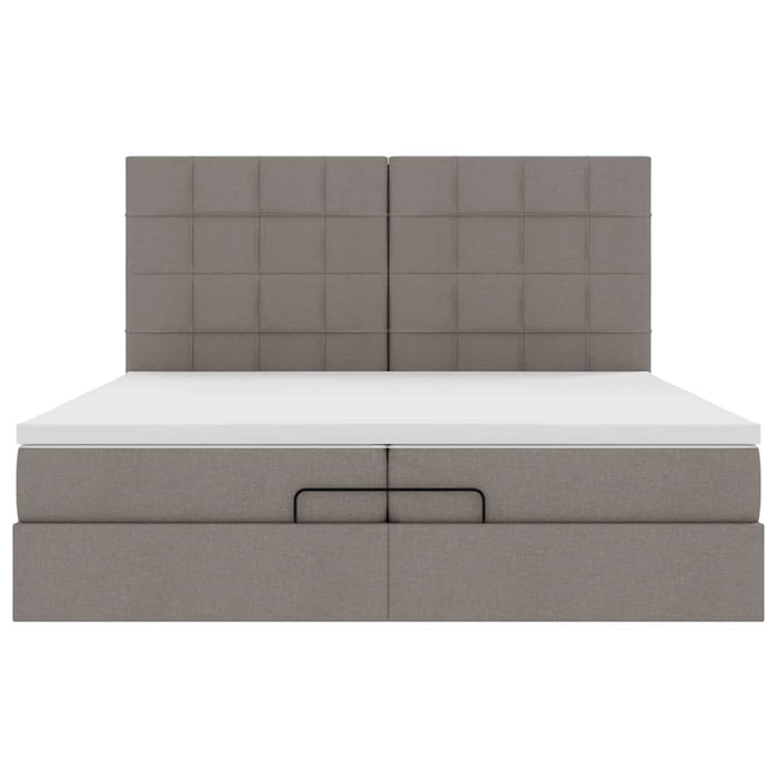 Cadru de pat otoman cu saltele Taupe 200x200cm țesătură WALTI