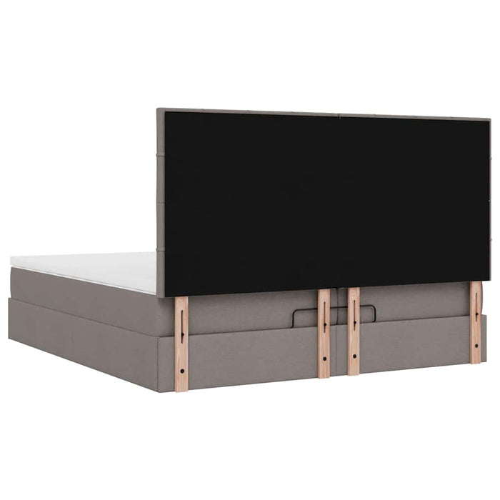 Cadru de pat otoman cu saltele Taupe 200x200cm țesătură WALTI