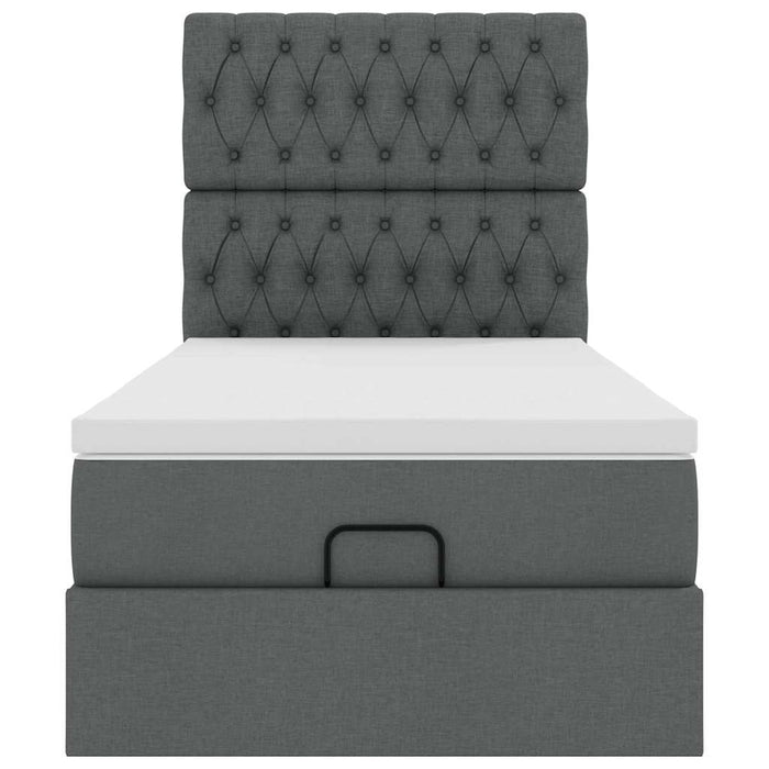 Cadru de pat otoman cu saltele Gri închis 80x200cm țesătură WALTI