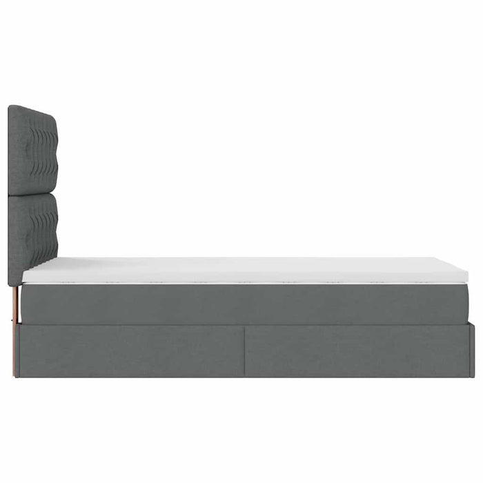 Cadru de pat otoman cu saltele Gri închis 80x200cm țesătură WALTI