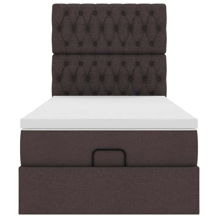 Cadru de pat otoman cu saltele țesătură maro închis 80x200cm - WALTI WALTI