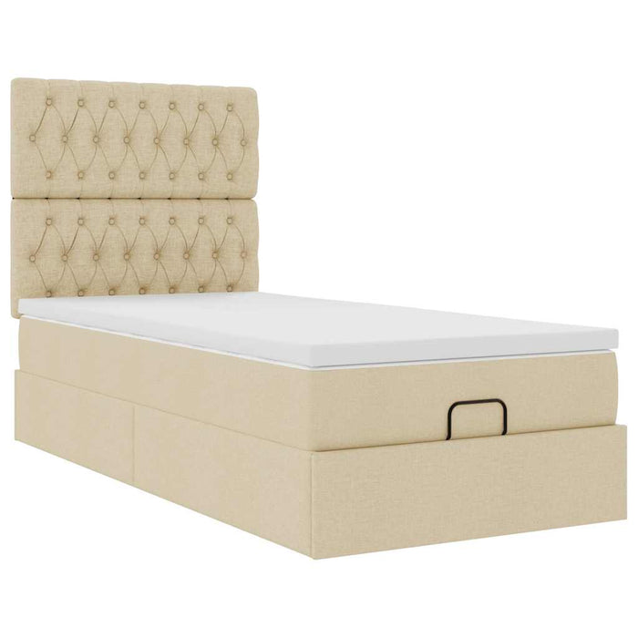 Cadru de pat otoman cu saltea crem 90x190cm stofa - WALTI WALTI