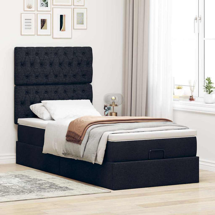 Pat otoman cu saltea negru 100x200 cm stofa - WALTI WALTI