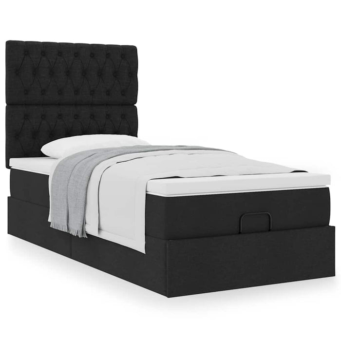 Pat otoman cu saltea negru 100x200 cm stofa - WALTI WALTI