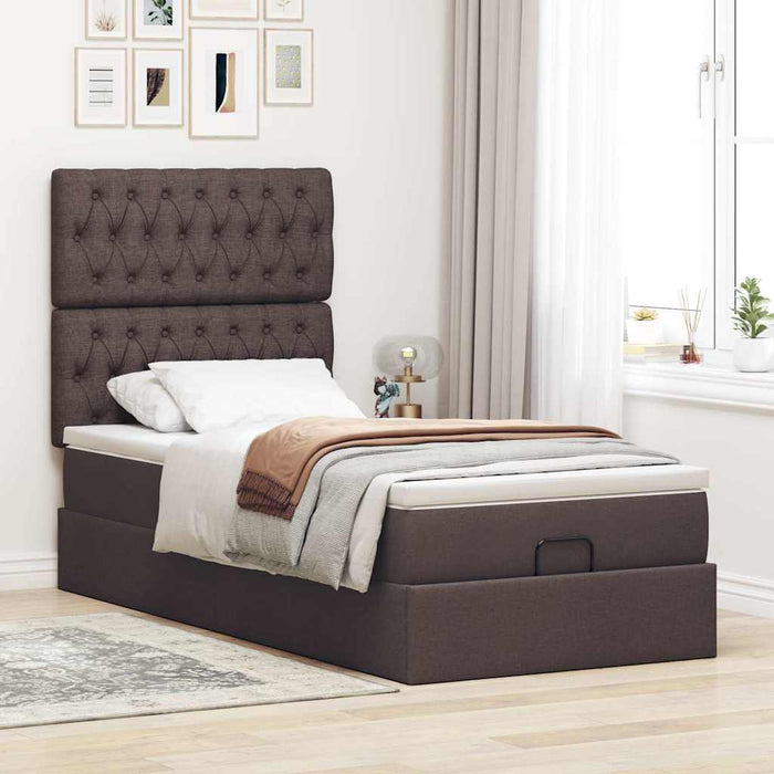 Pat otoman cu saltea țesătură maro închis 100x200 cm - WALTI WALTI