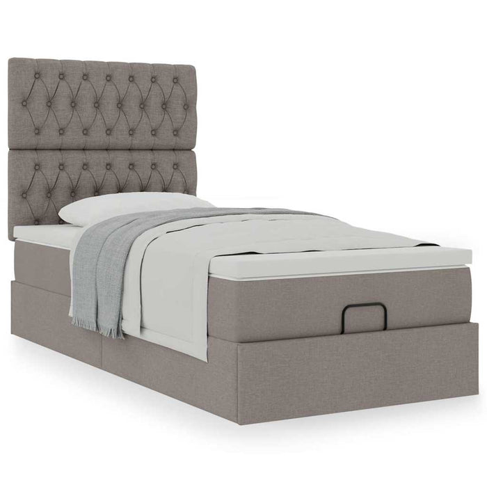 Pat otoman cu saltea Taupe 100x200 cm Stofa WALTI