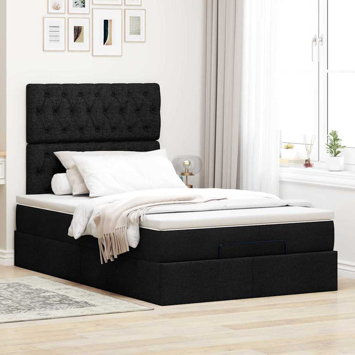 Cadru de pat otoman cu saltea Negru 120x190 cm Tesatura - WALTI WALTI