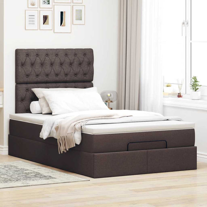 Cadru de pat otoman cu saltea țesătură maro închis 120x190 cm - WALTI WALTI