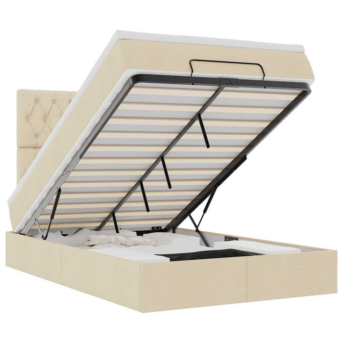 Cadru de pat otoman cu saltea crem 120x190cm stofa - WALTI WALTI