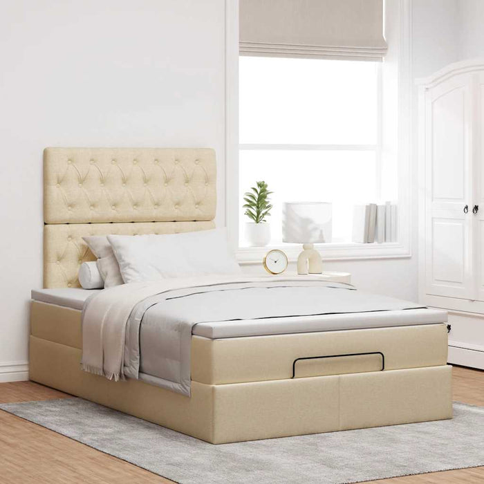 Cadru de pat otoman cu saltea crem 120x190cm stofa - WALTI WALTI