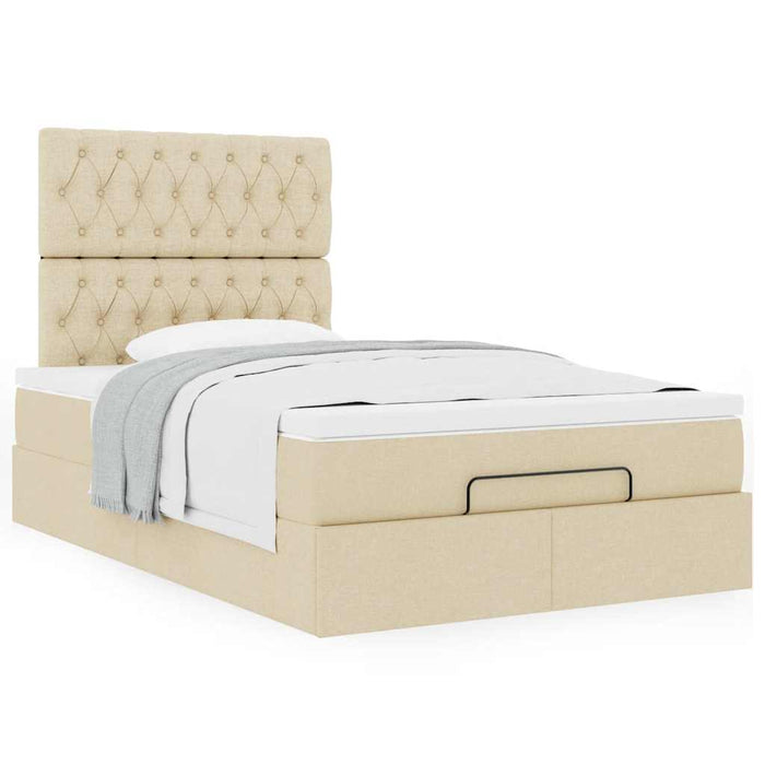 Cadru de pat otoman cu saltea crem 120x190cm stofa - WALTI WALTI