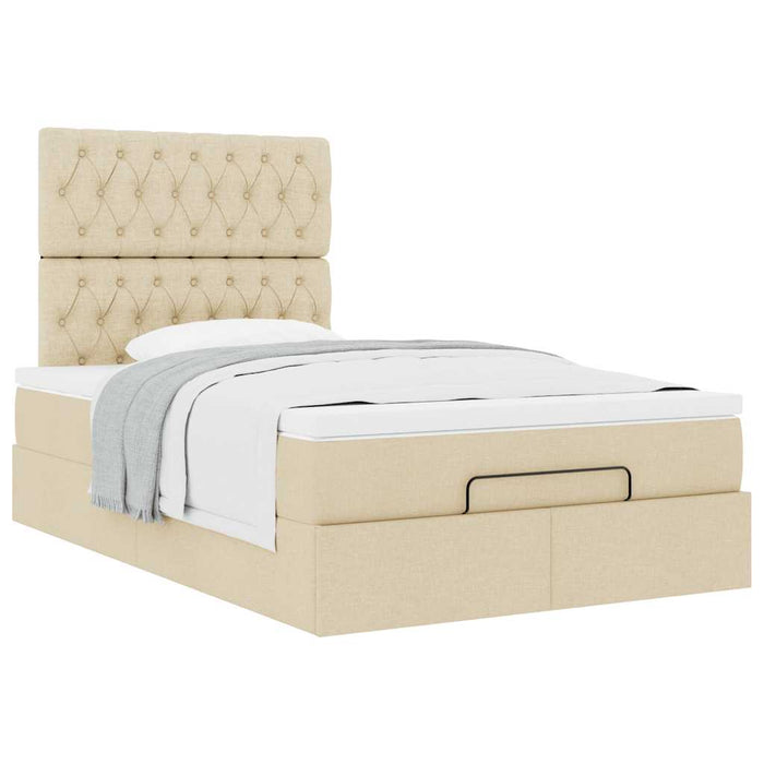 Cadru de pat otoman cu saltea crem 120x190cm stofa - WALTI WALTI