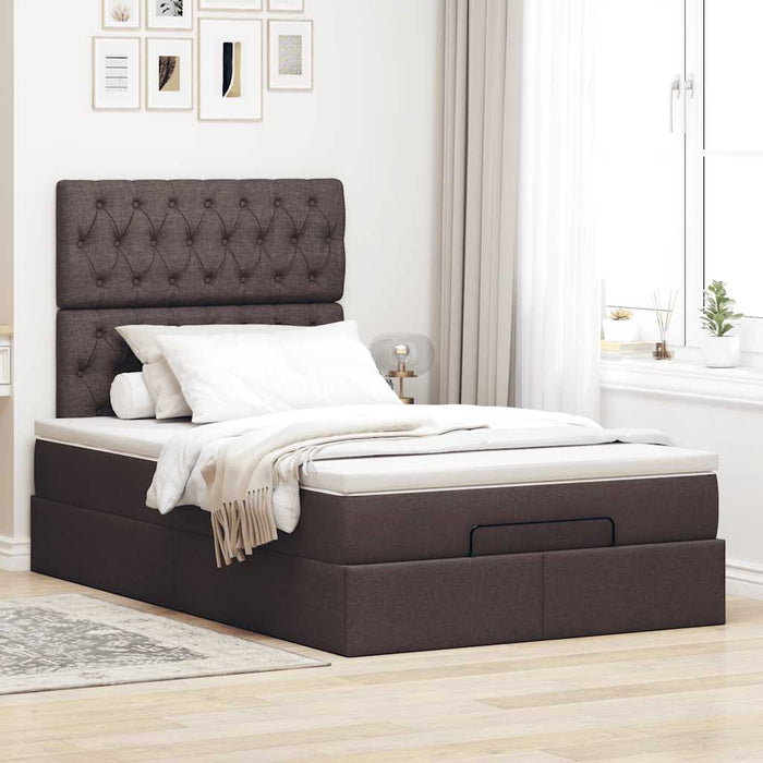 Cadru de pat otoman cu saltea țesătură maro închis 120x200 cm - WALTI WALTI