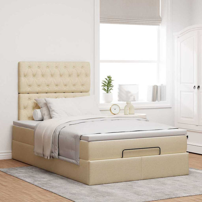 Cadru de pat otoman cu saltea crem 120x200cm stofa - WALTI WALTI