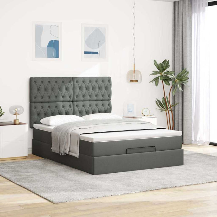 Cadru pat otoman cu saltea țesătură gri închis 140x190cm - WALTI WALTI