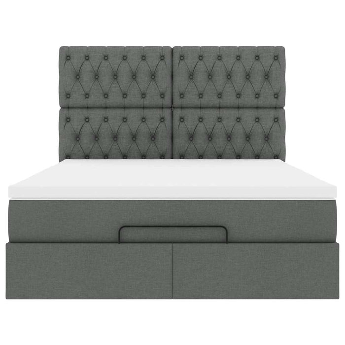 Cadru pat otoman cu saltea țesătură gri închis 140x190cm - WALTI WALTI