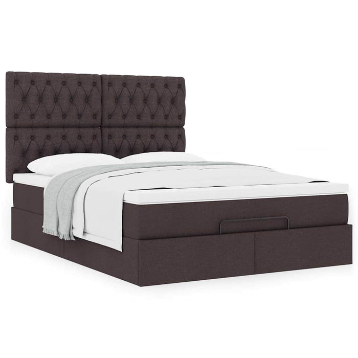 Cadru de pat otoman cu saltea țesătură maro închis 140x190cm - WALTI WALTI