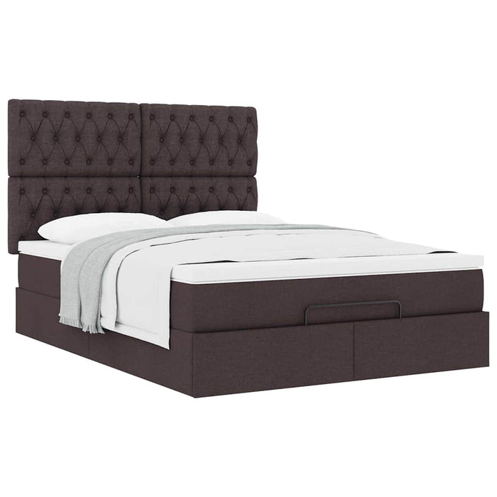 Cadru de pat otoman cu saltea țesătură maro închis 140x190cm - WALTI WALTI