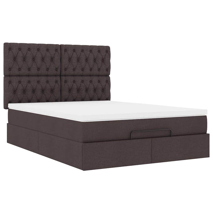 Cadru de pat otoman cu saltea țesătură maro închis 140x190cm - WALTI WALTI