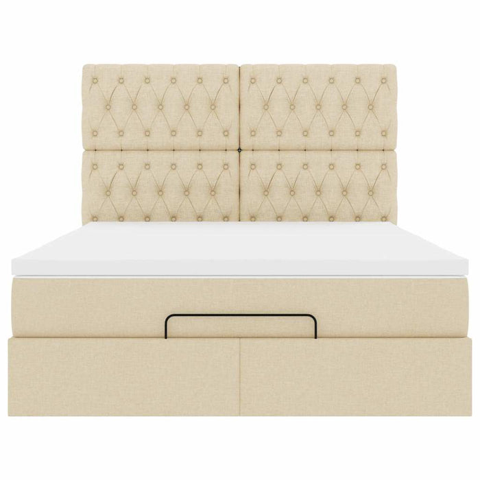 Cadru de pat otoman cu saltea crem 140x190cm stofa - WALTI WALTI