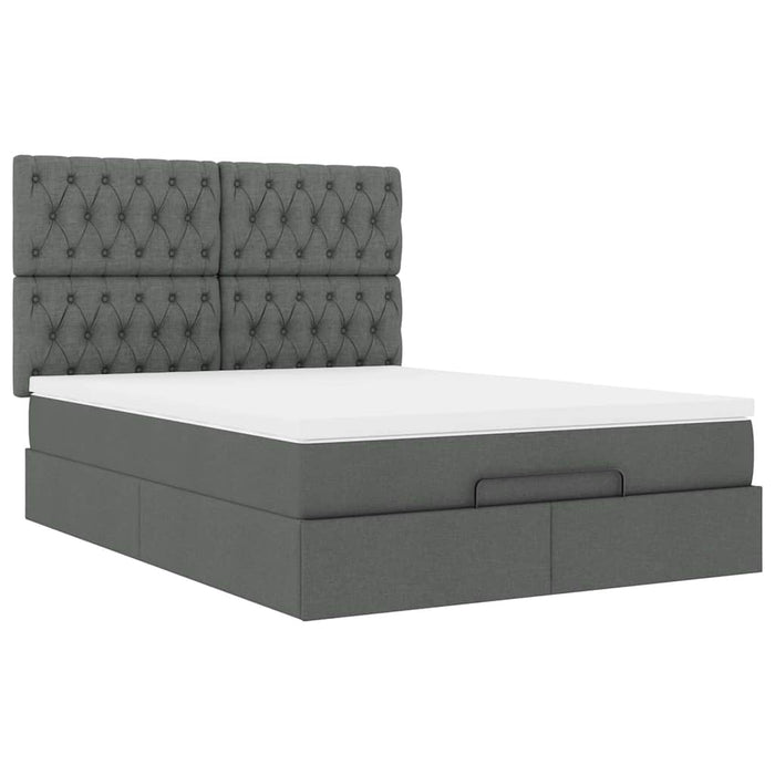 Cadru pat otoman cu saltea țesătură gri închis 140x200 cm - WALTI WALTI