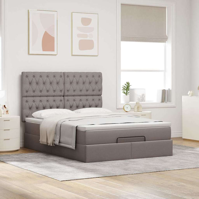 Cadru de pat otoman cu saltea Taupe 140x200cm Material WALTI