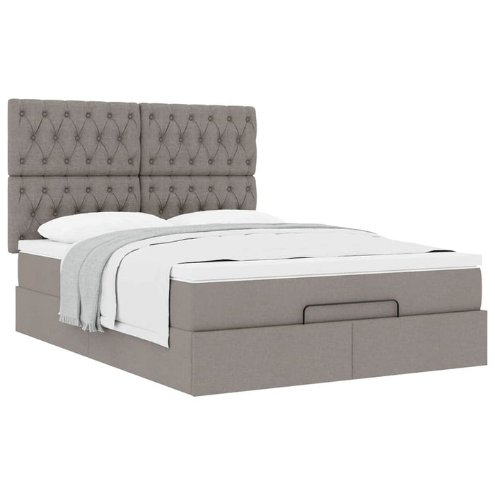 Cadru de pat otoman cu saltea Taupe 140x200cm Material WALTI