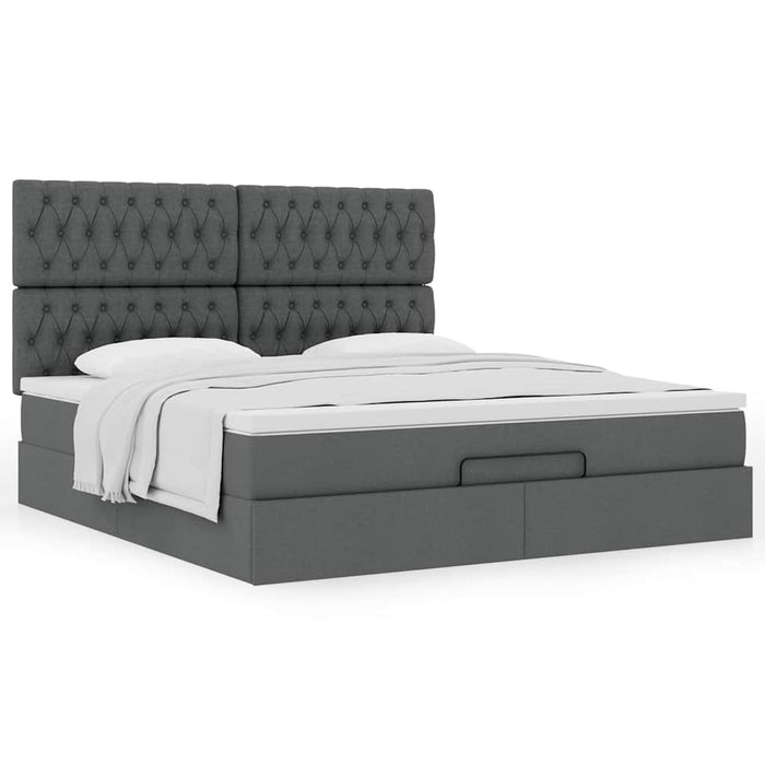 Cadru pat otoman cu saltea țesătură gri închis 160x200 cm - WALTI WALTI