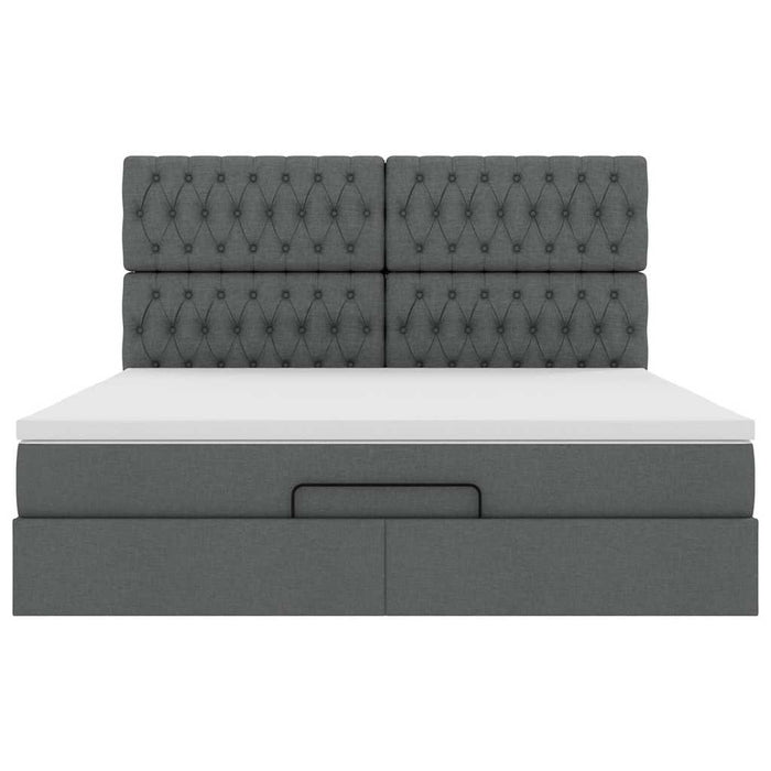 Cadru pat otoman cu saltea țesătură gri închis 160x200 cm - WALTI WALTI