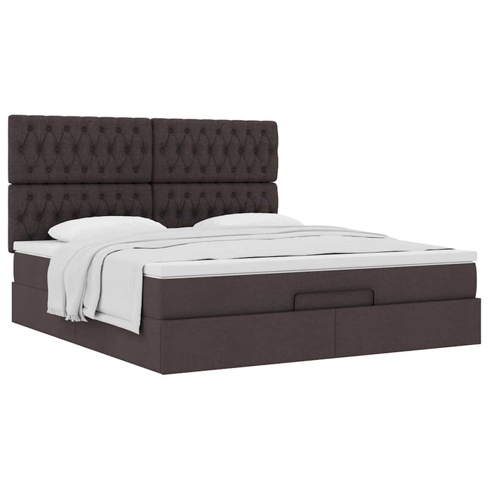 Cadru de pat otoman cu saltea țesătură maro închis 160x200cm WALTI