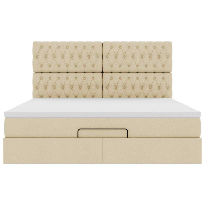 Cadru de pat otoman cu saltea crem 160x200cm stofa - WALTI WALTI