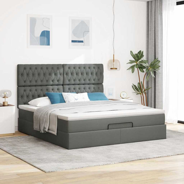 Cadru pat otoman cu saltea țesătură gri închis 180x200 cm - WALTI WALTI