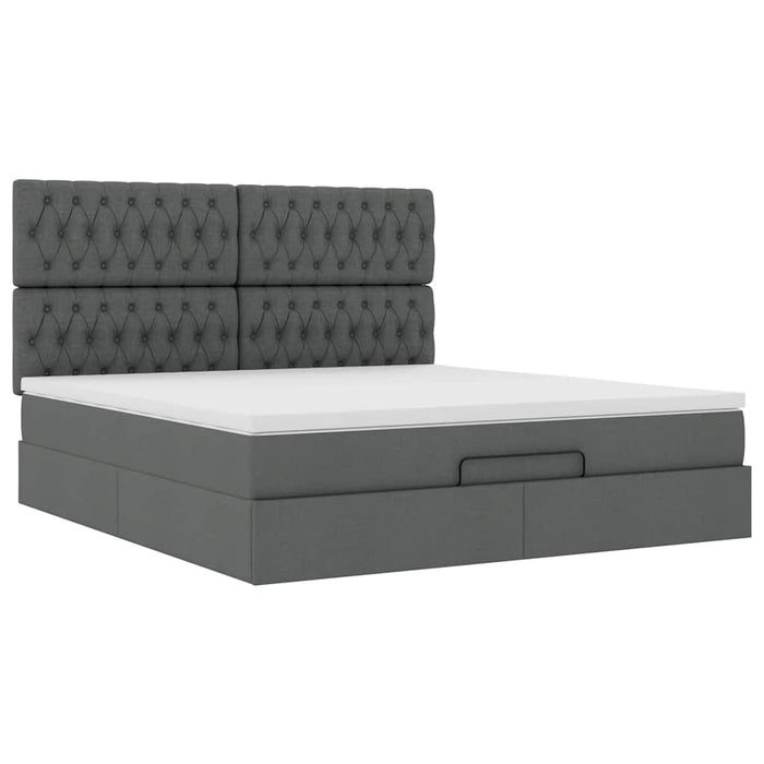 Cadru pat otoman cu saltea țesătură gri închis 180x200 cm - WALTI WALTI