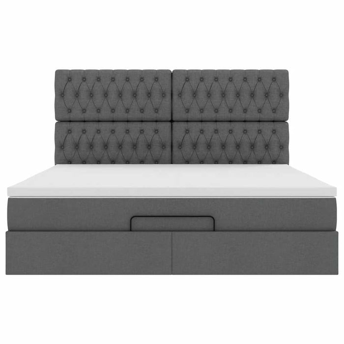 Cadru pat otoman cu saltea țesătură gri închis 180x200 cm - WALTI WALTI