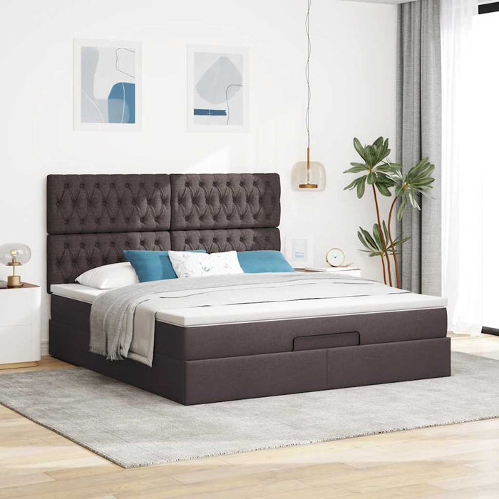 Cadru de pat otoman cu saltea țesătură maro închis 180x200 cm - WALTI WALTI
