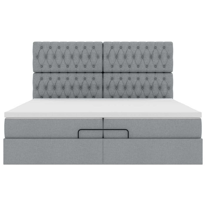 Cadru de pat otoman cu saltele țesătură gri deschis 200x200cm - WALTI WALTI