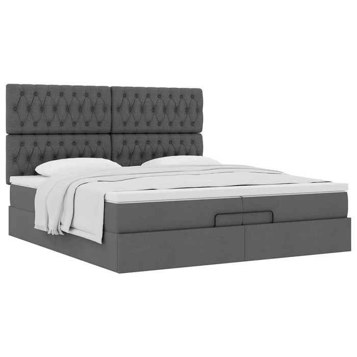 Cadru de pat otoman cu saltele țesătură gri închis 200x200cm - WALTI WALTI