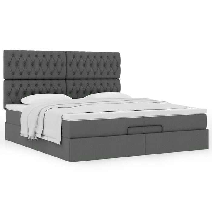 Cadru de pat otoman cu saltele țesătură gri închis 200x200cm - WALTI WALTI