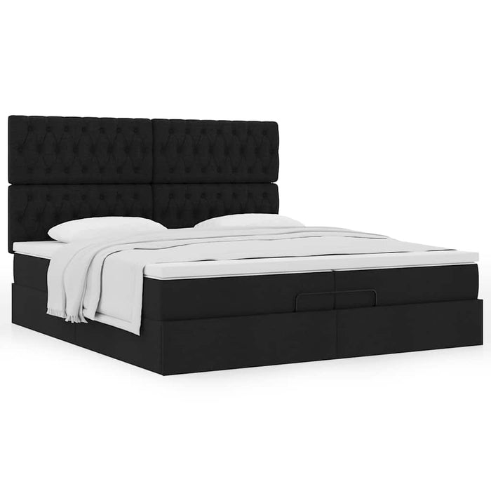 Cadru de pat otoman cu saltele, țesătură neagră 200x200cm - WALTI WALTI