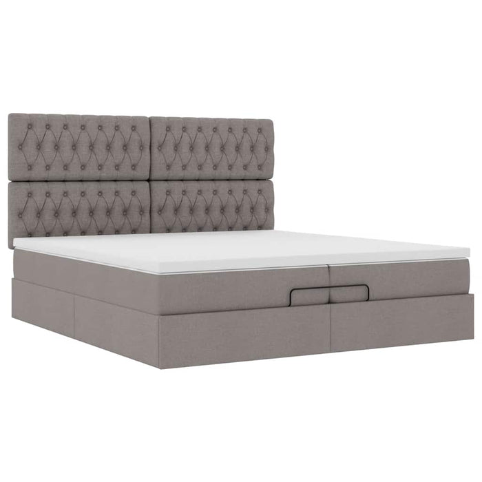 Cadru de pat otoman cu saltele Taupe 200x200cm țesătură WALTI