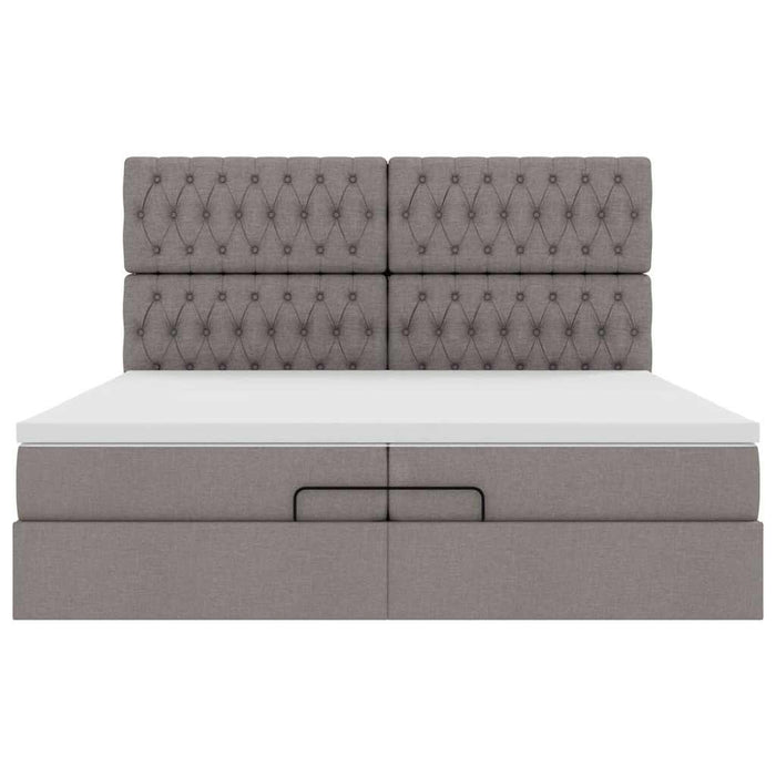 Cadru de pat otoman cu saltele Taupe 200x200cm țesătură WALTI