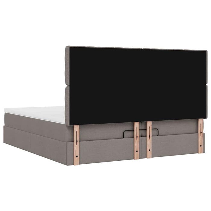 Cadru de pat otoman cu saltele Taupe 200x200cm țesătură WALTI