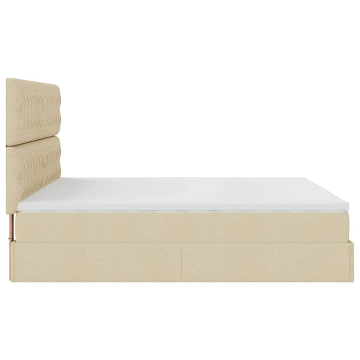 Cadru de pat otoman cu saltele crem 200x200cm stofa WALTI